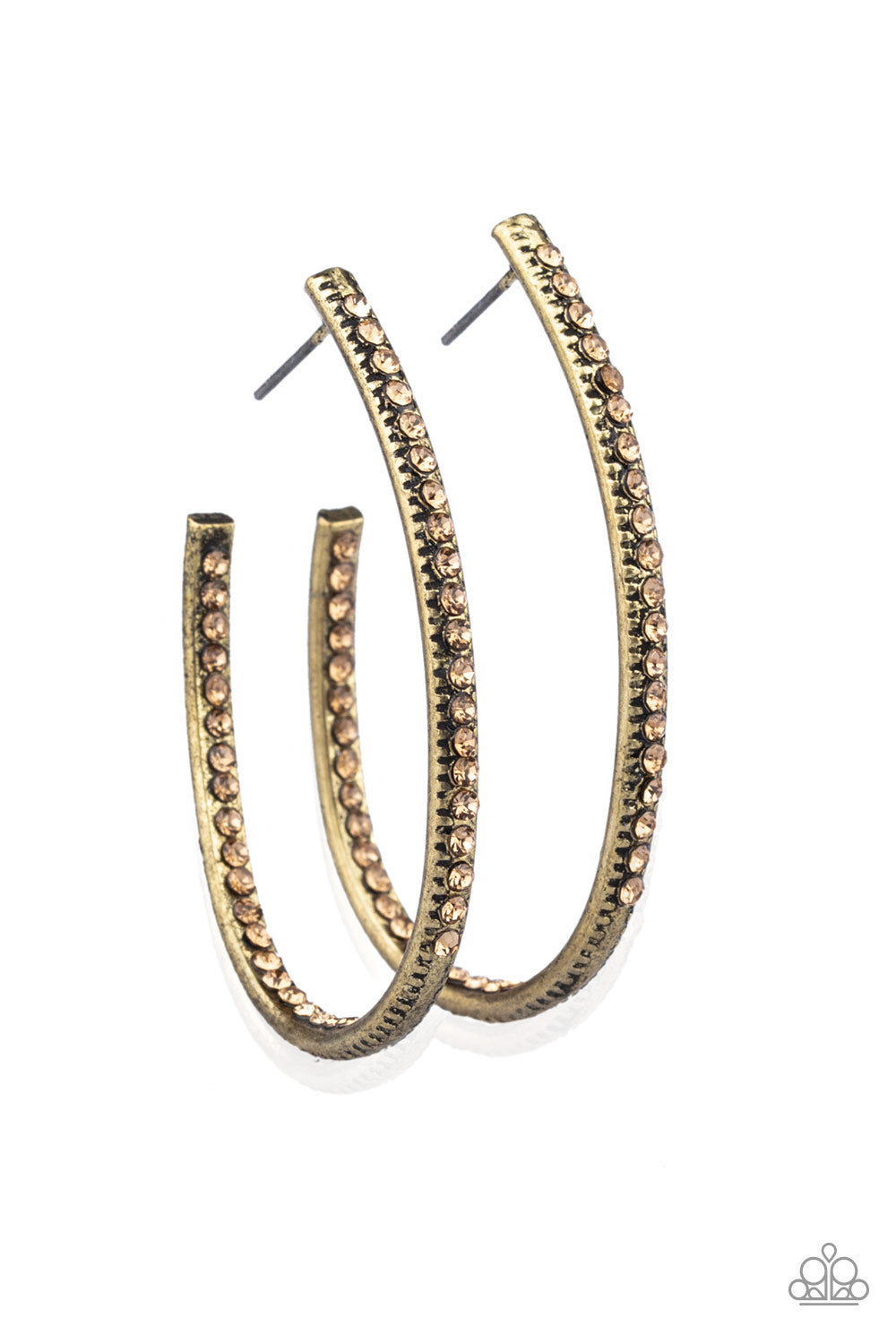 Paparazzi Globetrotting Glitter - Brass Hoop Earrings 