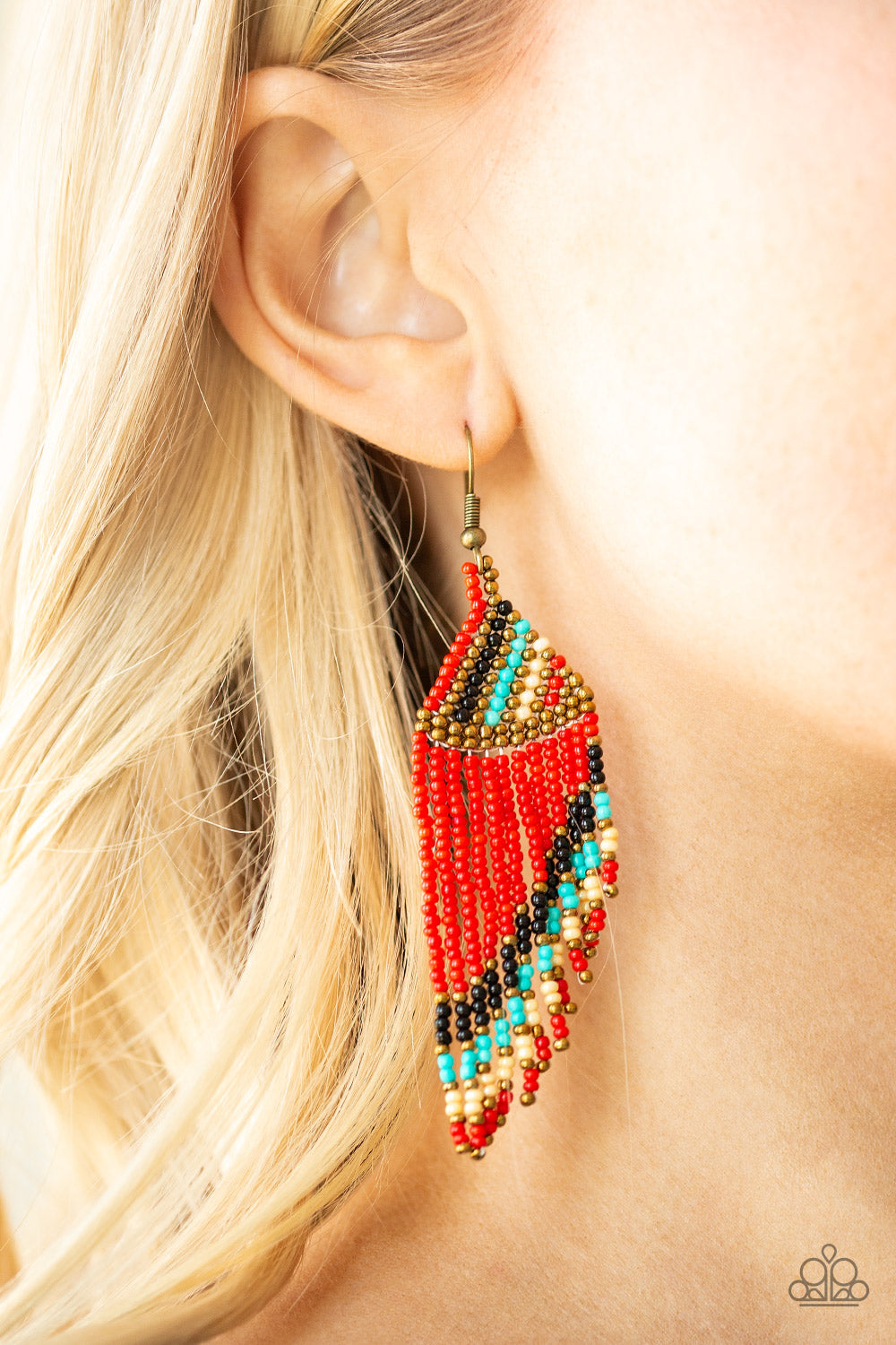 Paparazzi Bodaciously Bohemian - Red Earrings 