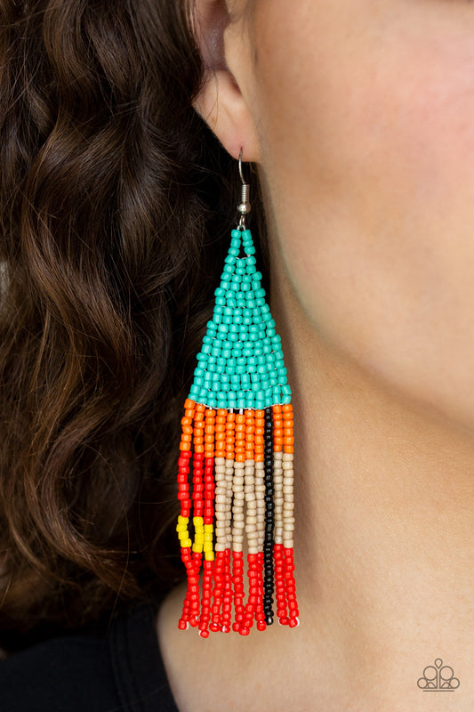 Paparazzi Beaded Boho - Blue Earrings