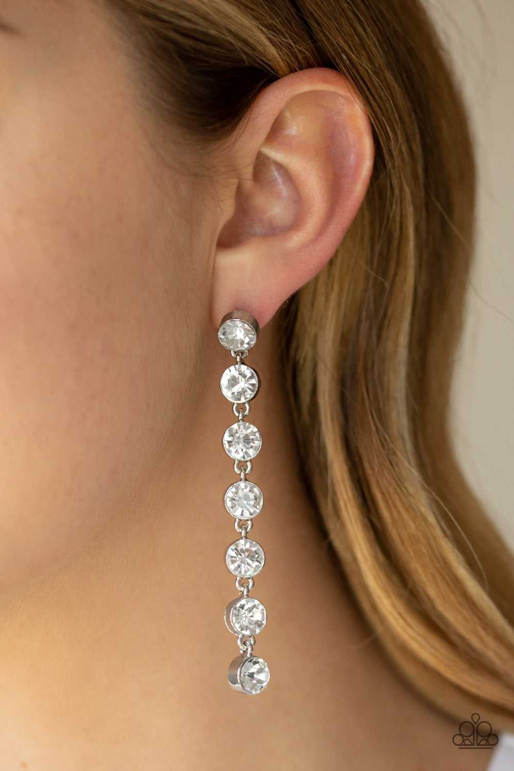 Dazzling Debonair - White Earrings 