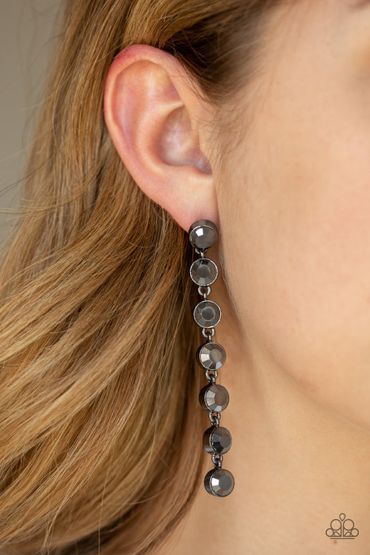 Dazzling Debonair - Black Post Earrings