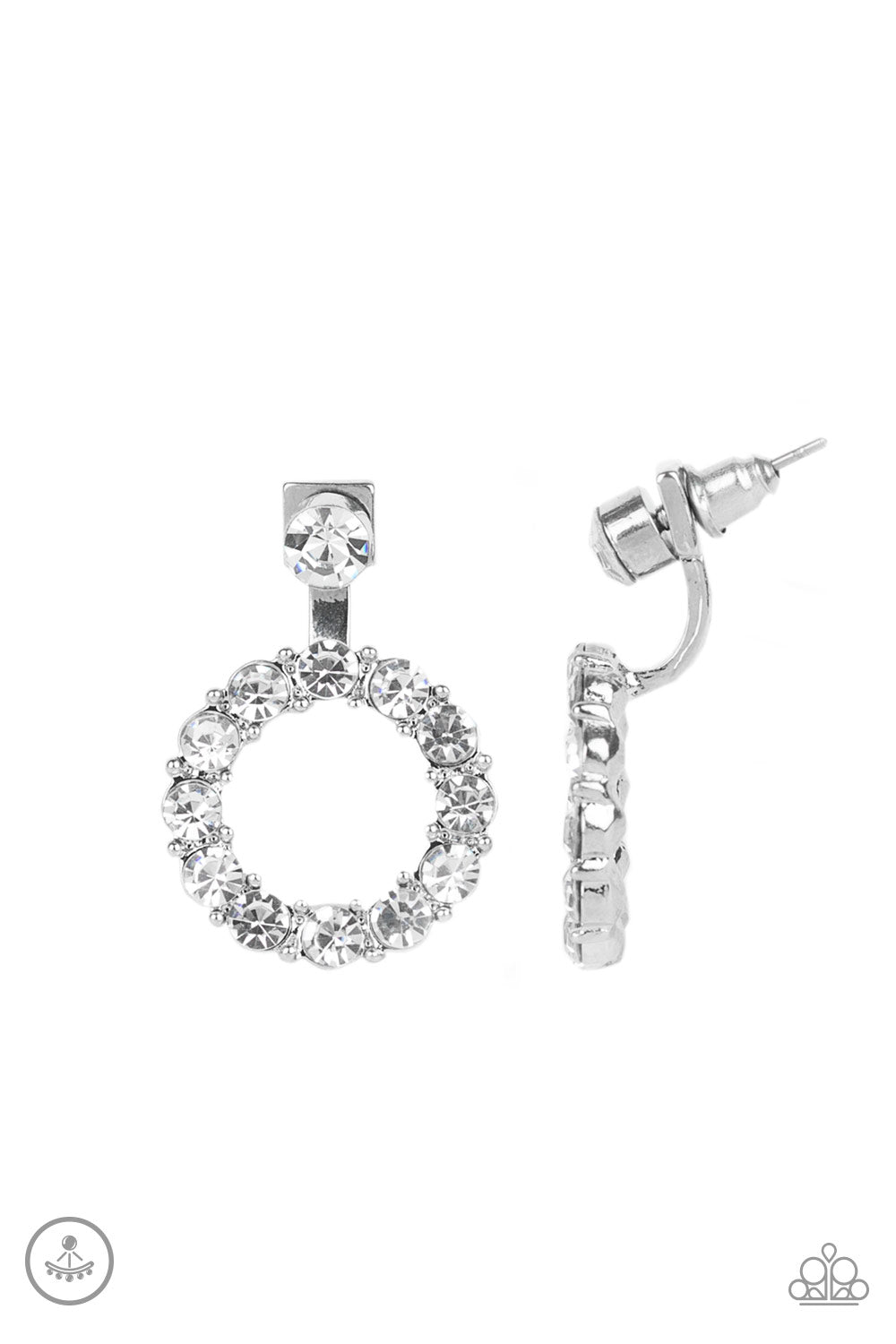 Diamond Halo - White Post Earrings