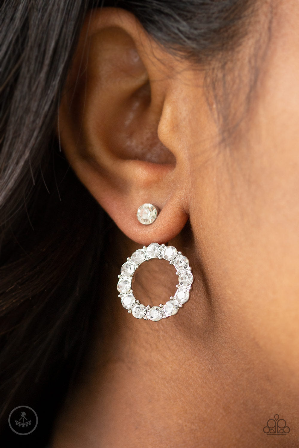 Diamond Halo - White Post Earrings