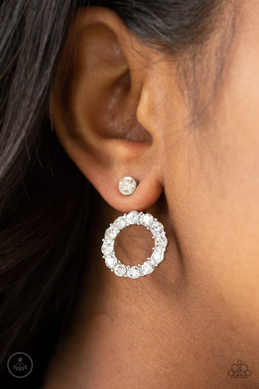 Diamond Halo - White Post Earrings