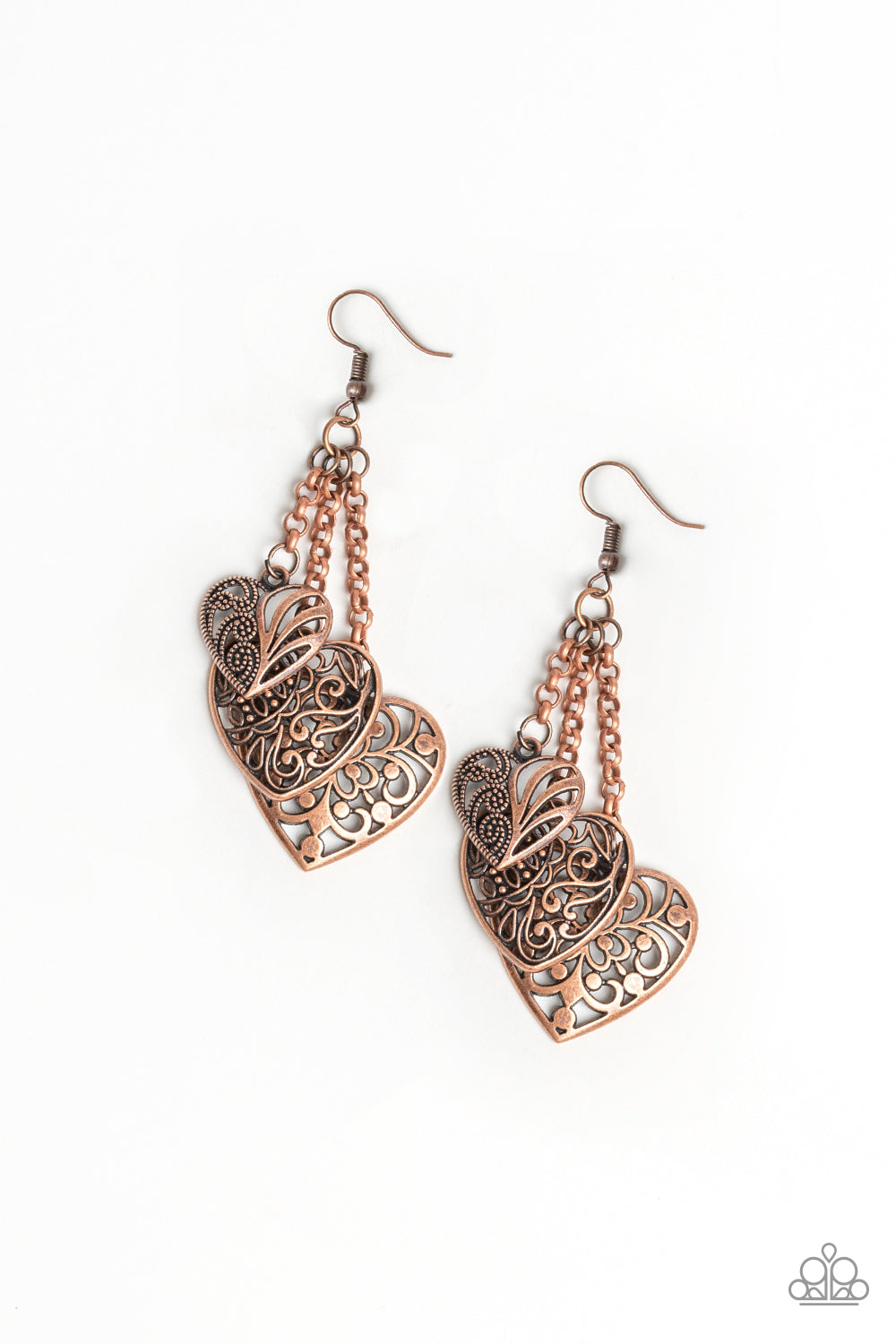 Paparazzi Once Upon A Heart - Copper Earrings 