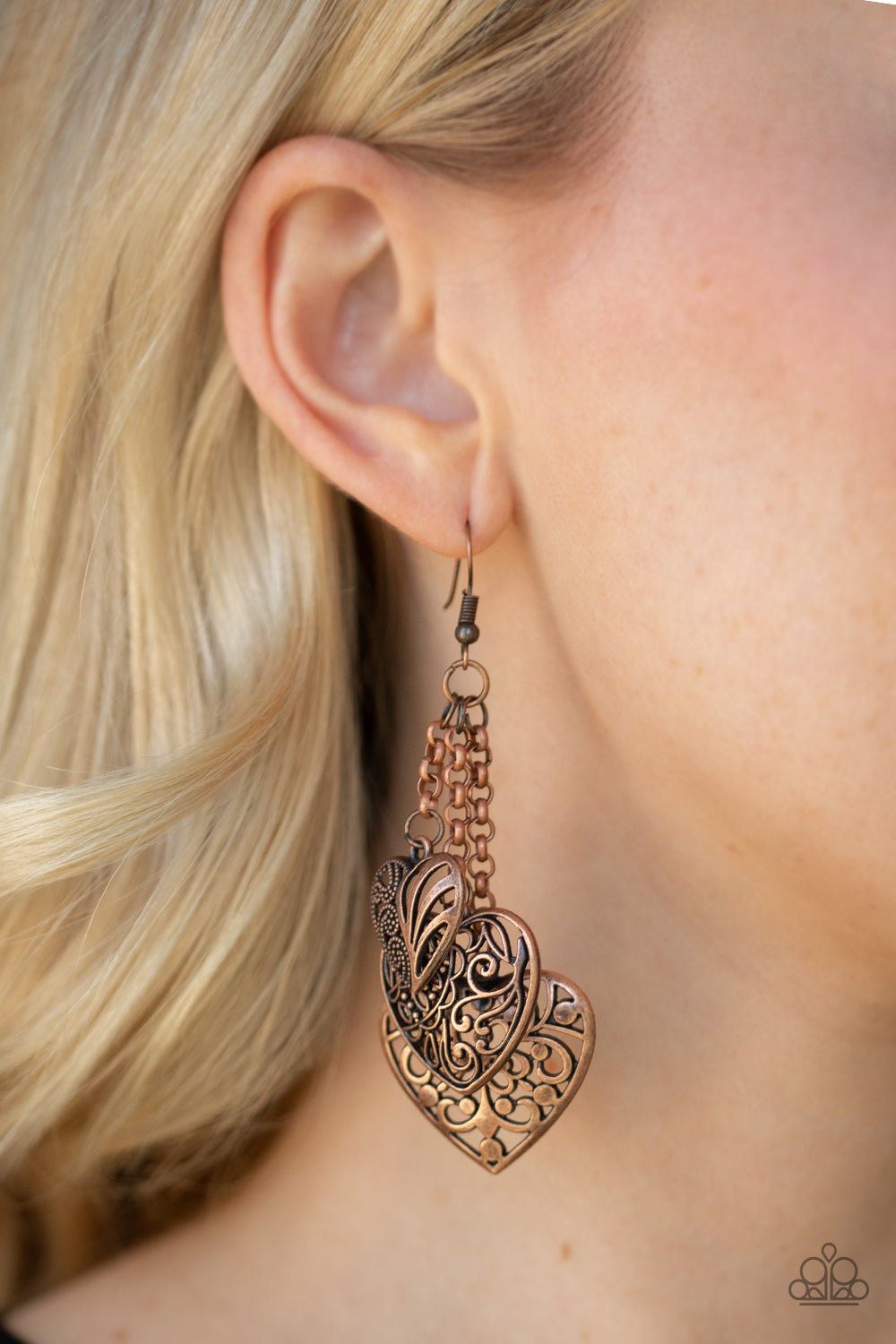 Paparazzi Once Upon A Heart - Copper Earrings 