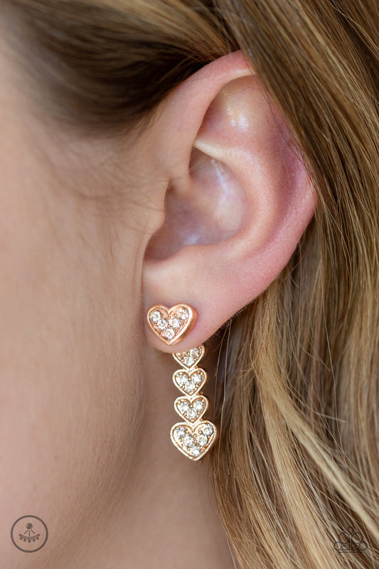 Heartthrob Twinkle - Rose Gold Post Earrings - Kingdom Bling Showroom