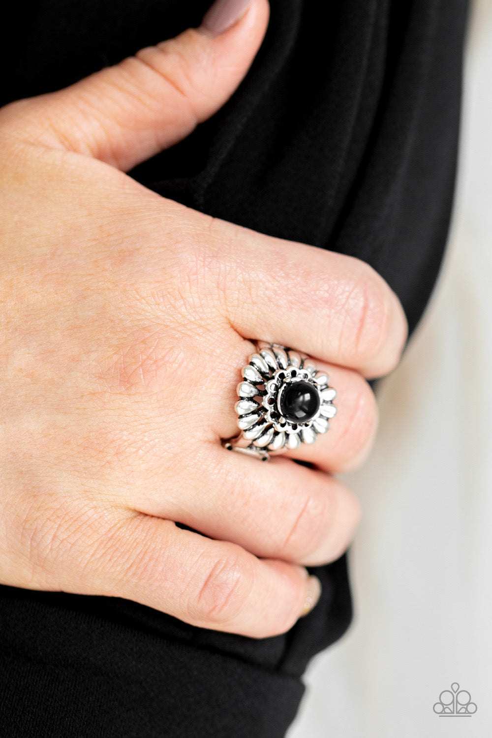 Paparazzi Poppy Pep - Black Ring - Kingdom Bling by Pamela