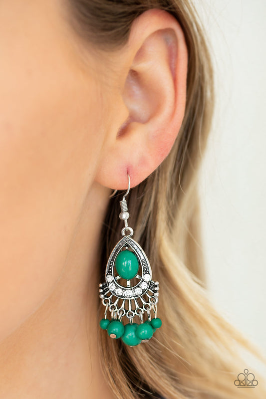 Paparazzi Floating On HEIR - Green Earrings 