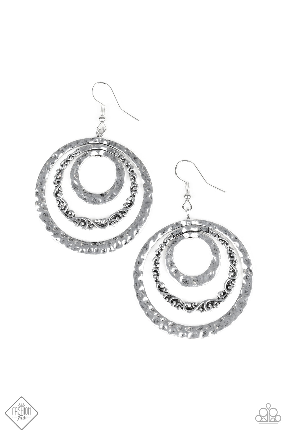 Paparazzi Out Of Control Shimmer - Silver Earrings 