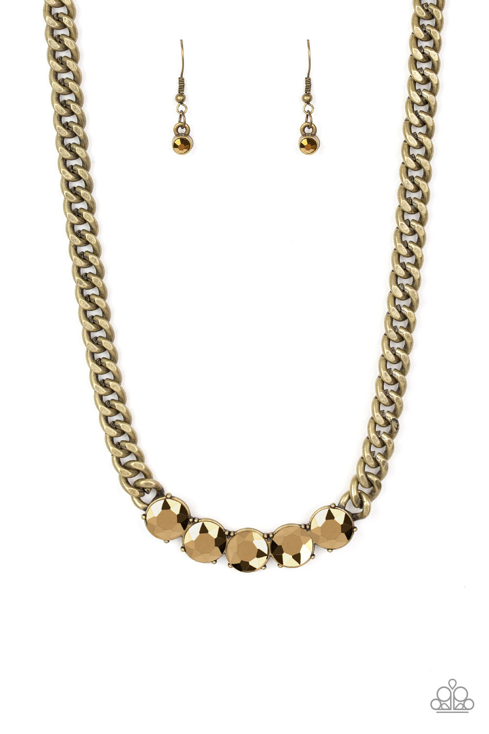 Paparazzi Rhinestone Renegade - Brass Necklace 