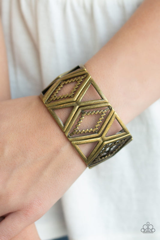 Paparazzi Textile Tango - Brass Bracelet 