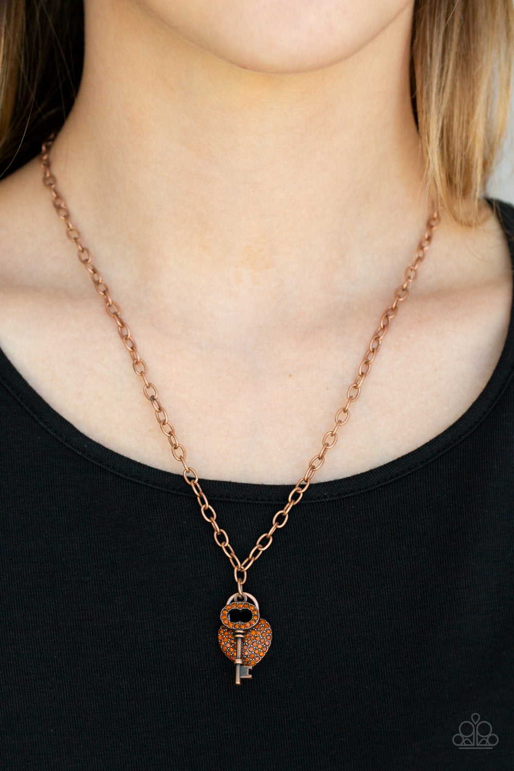 Paparazzi Pop and LOCKET - Copper Necklace 