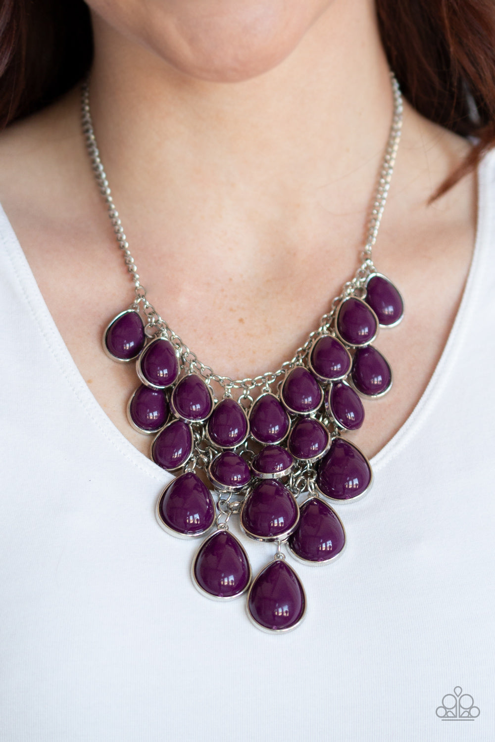 Shop Til You TEARDROP - Purple Necklace 