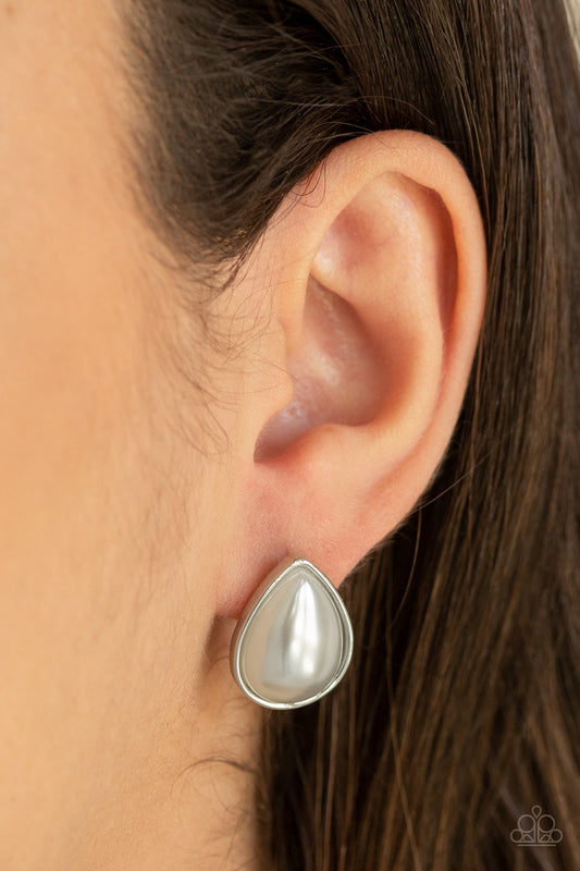 SHEER Enough - White Post Earrings