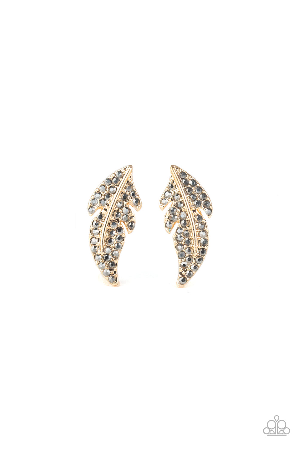 Paparazzi Feathered Fortune - Gold Post Earrings 