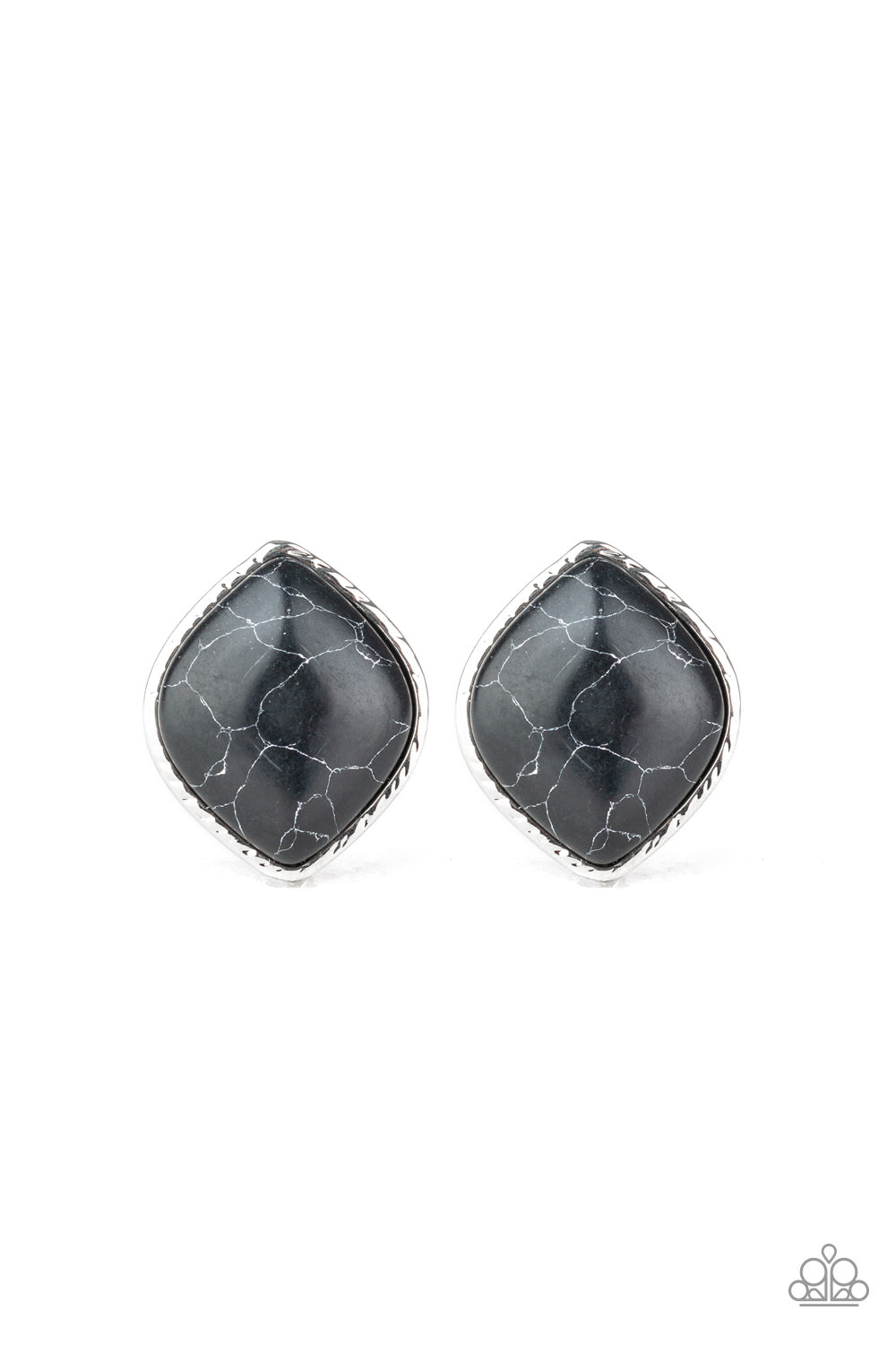 Marble Marvel - Black Post Earrings