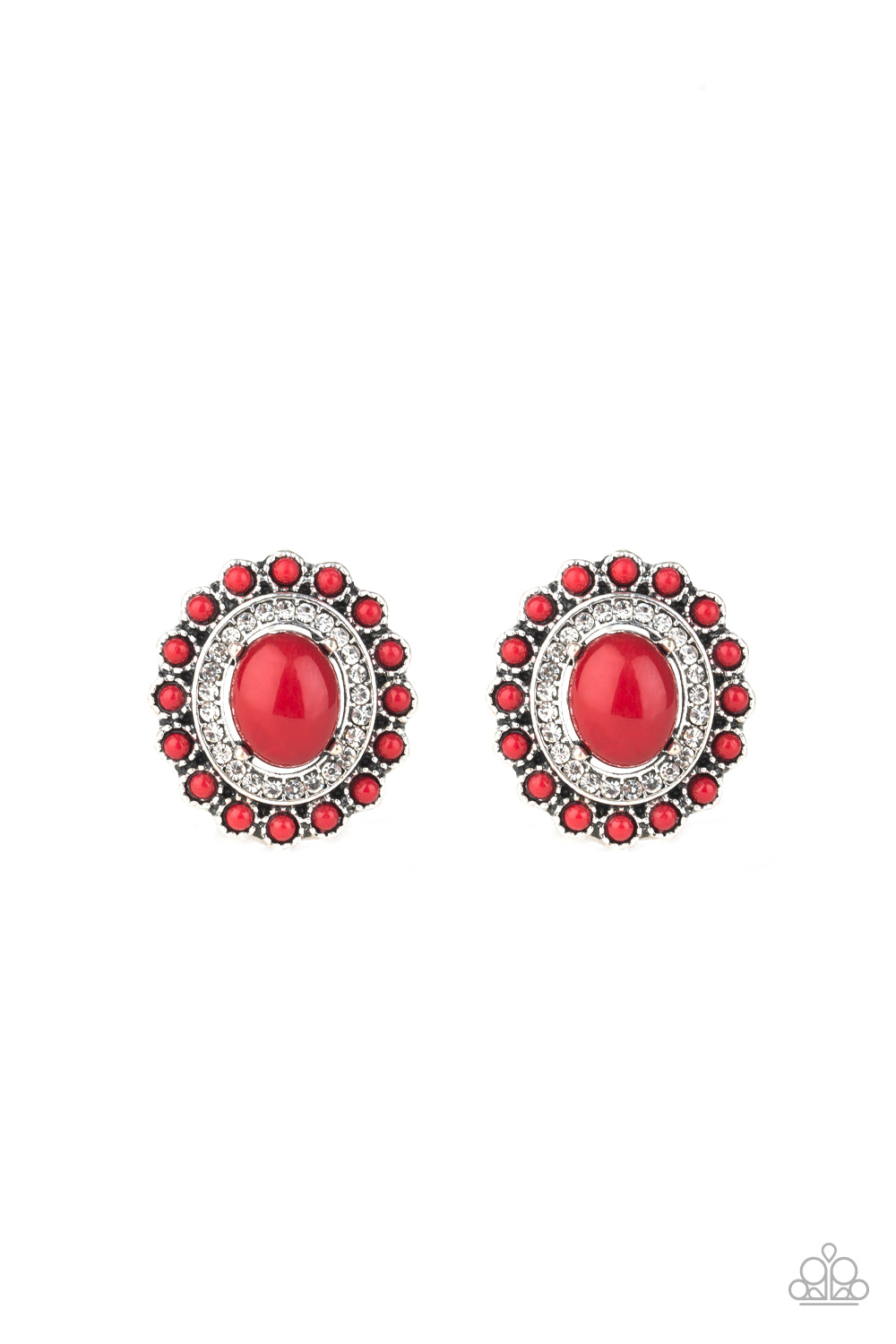 Floral Flamboyance - Red Post Earrings
