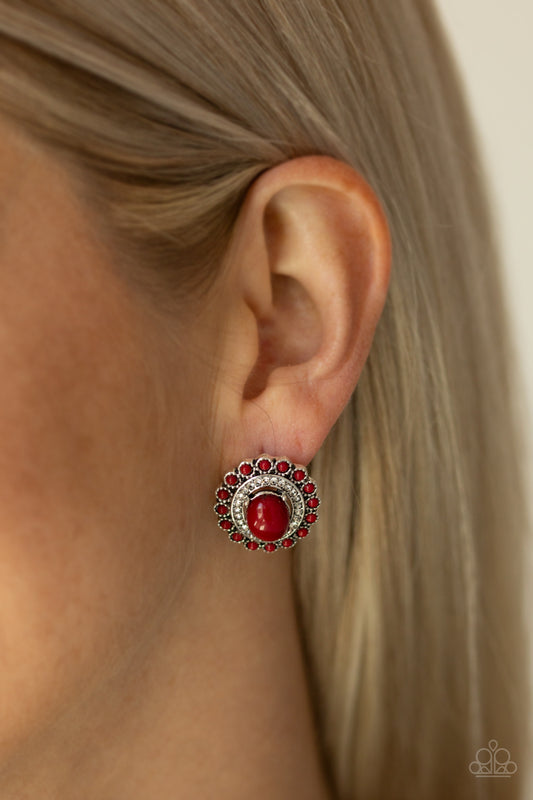 Floral Flamboyance - Red Post Earrings