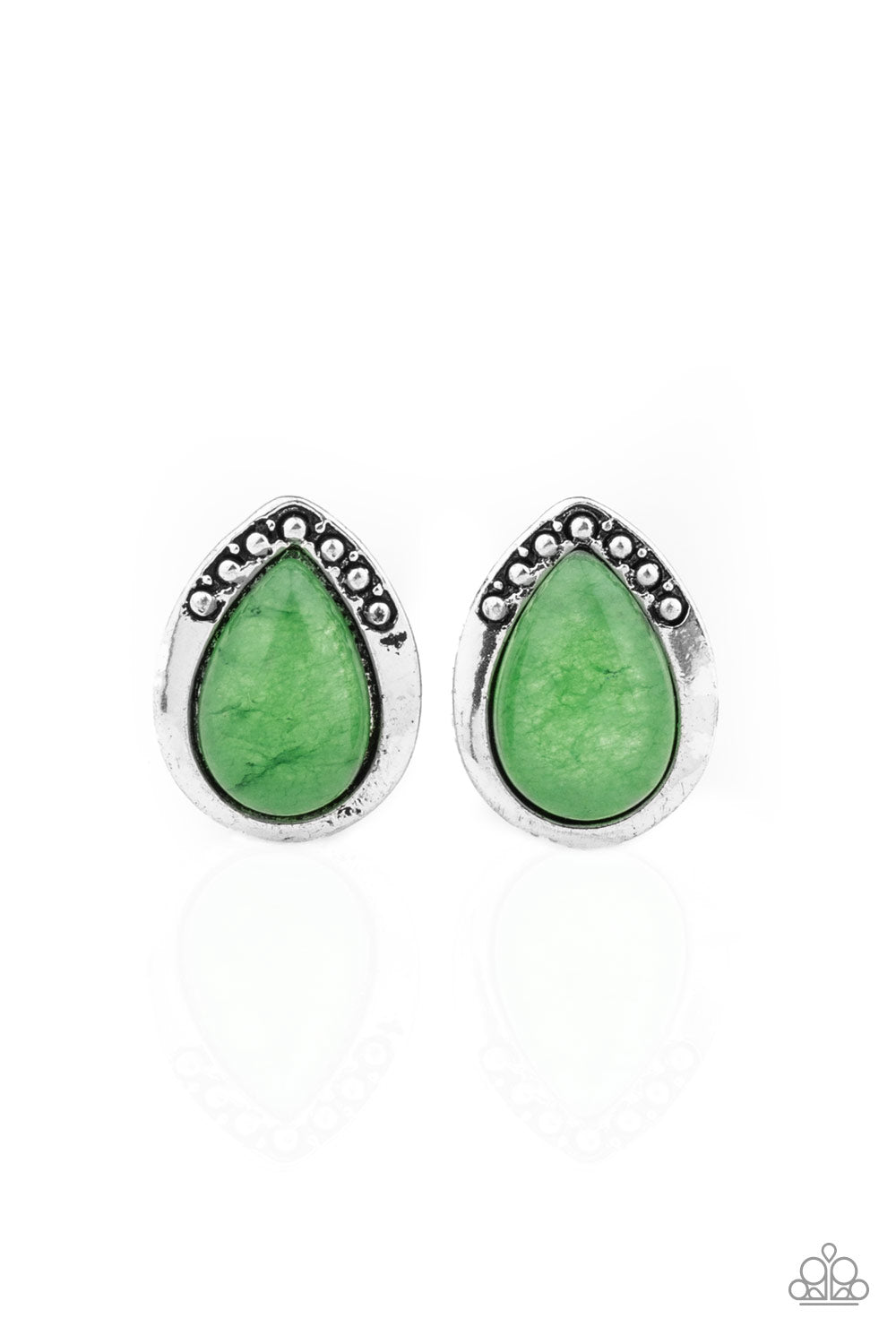 Stone Spectacular - Green Post Earrings