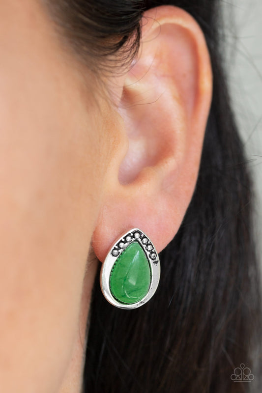 Stone Spectacular - Green Post Earrings