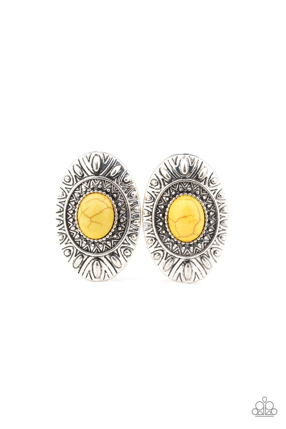 Stone Tiki - Yellow Post Earrings 