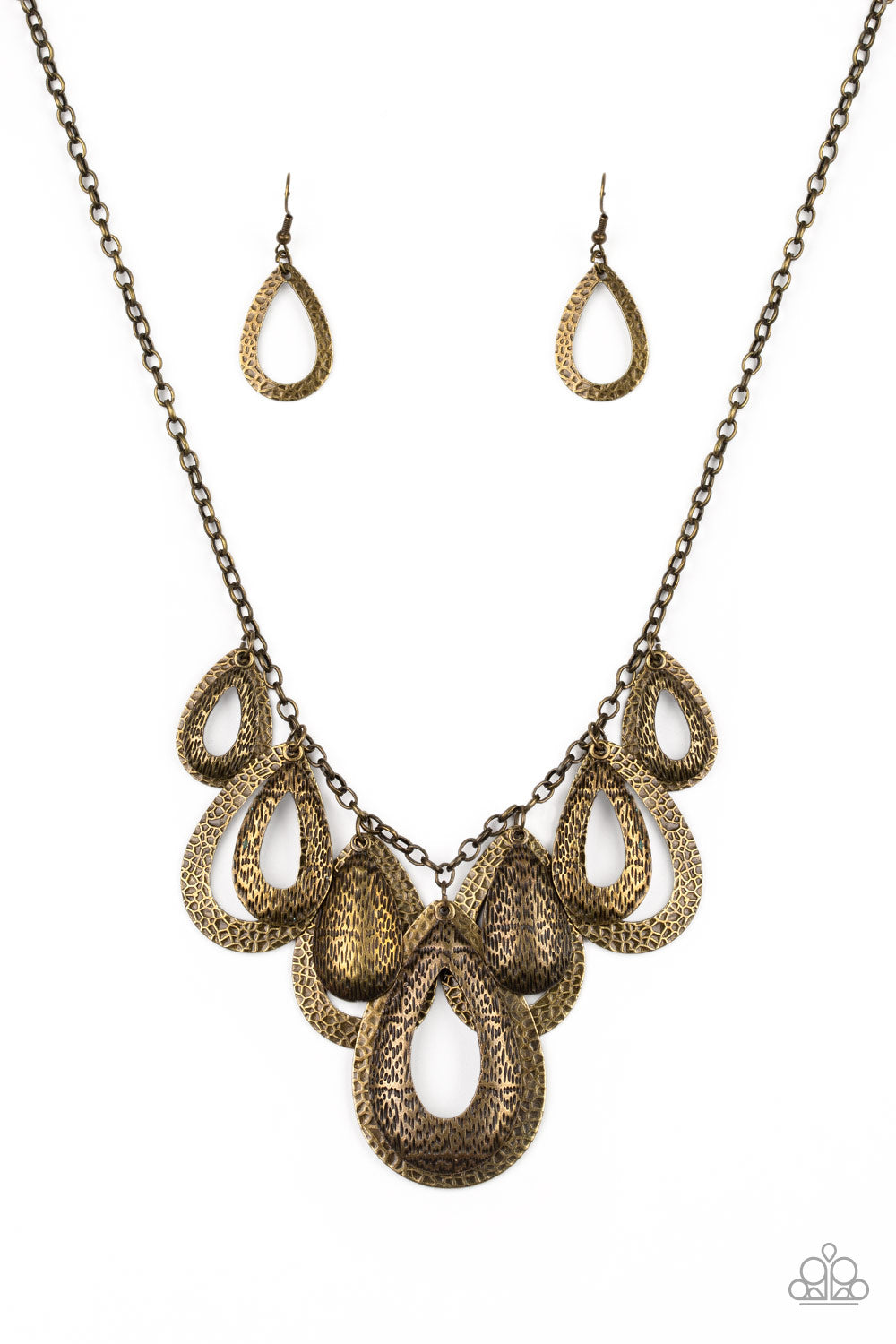 Paparazzi Teardrop Tempest - Brass Necklace 