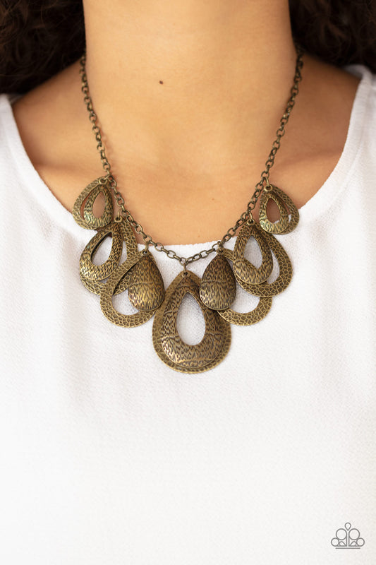 Paparazzi Teardrop Tempest - Brass Necklace 