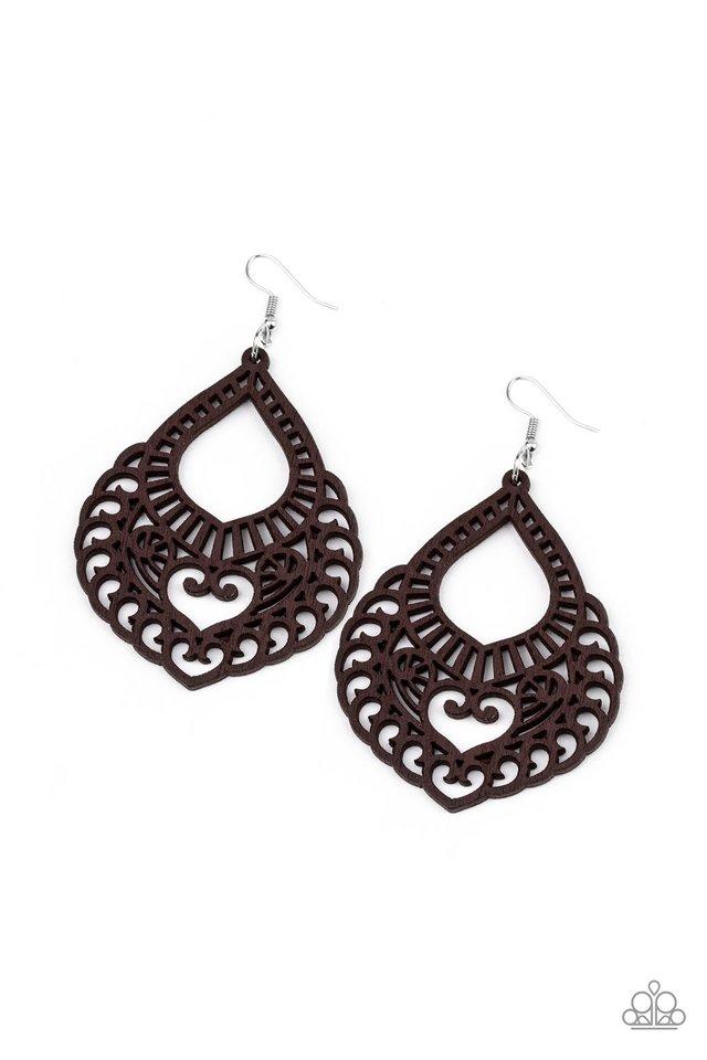 Paparazzi If You WOOD Be So Kind - Brown Earrings