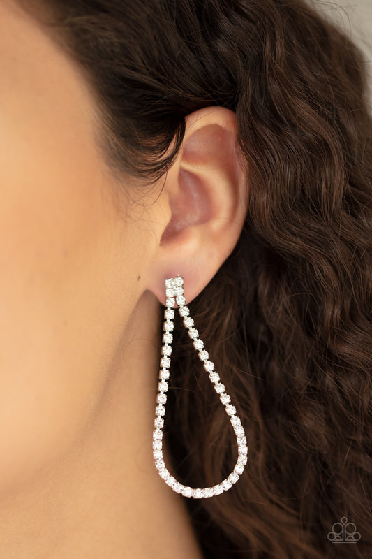 Diamond Drops - White Post Earrings 