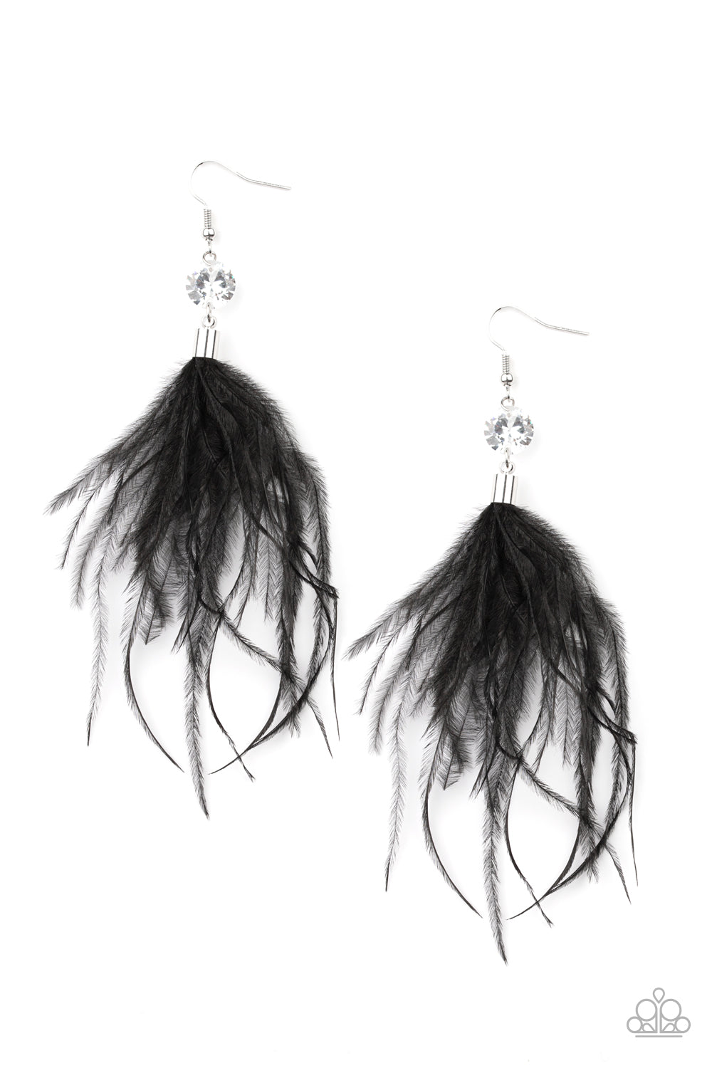 Feathered Flamboyance - Black Earrings