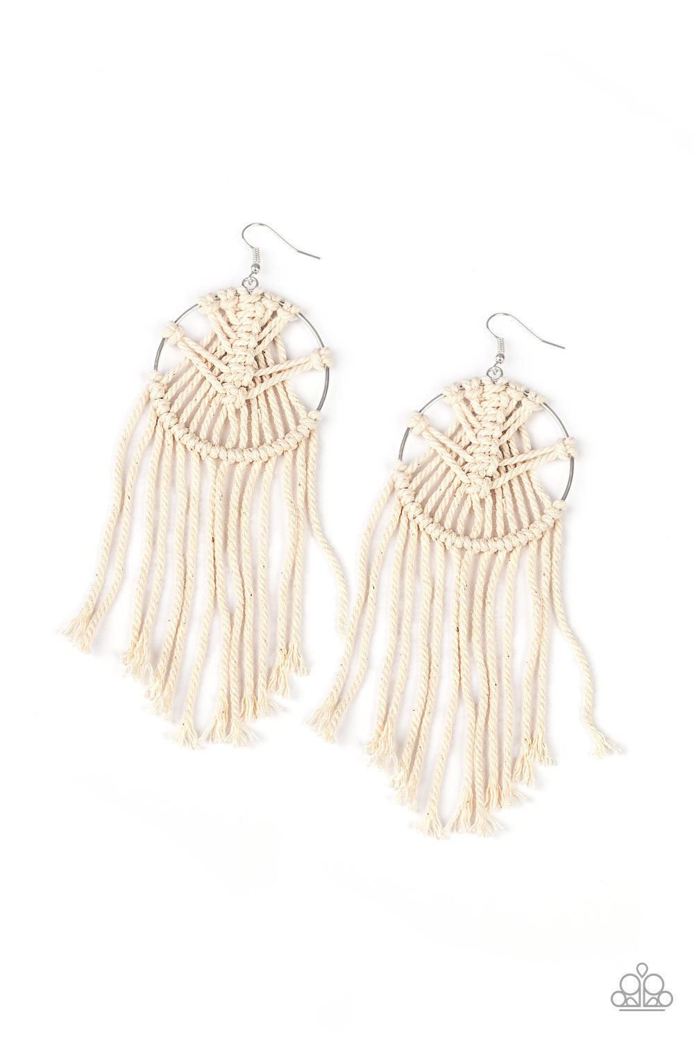 MACRAME, Myself, and I - White Earrings 