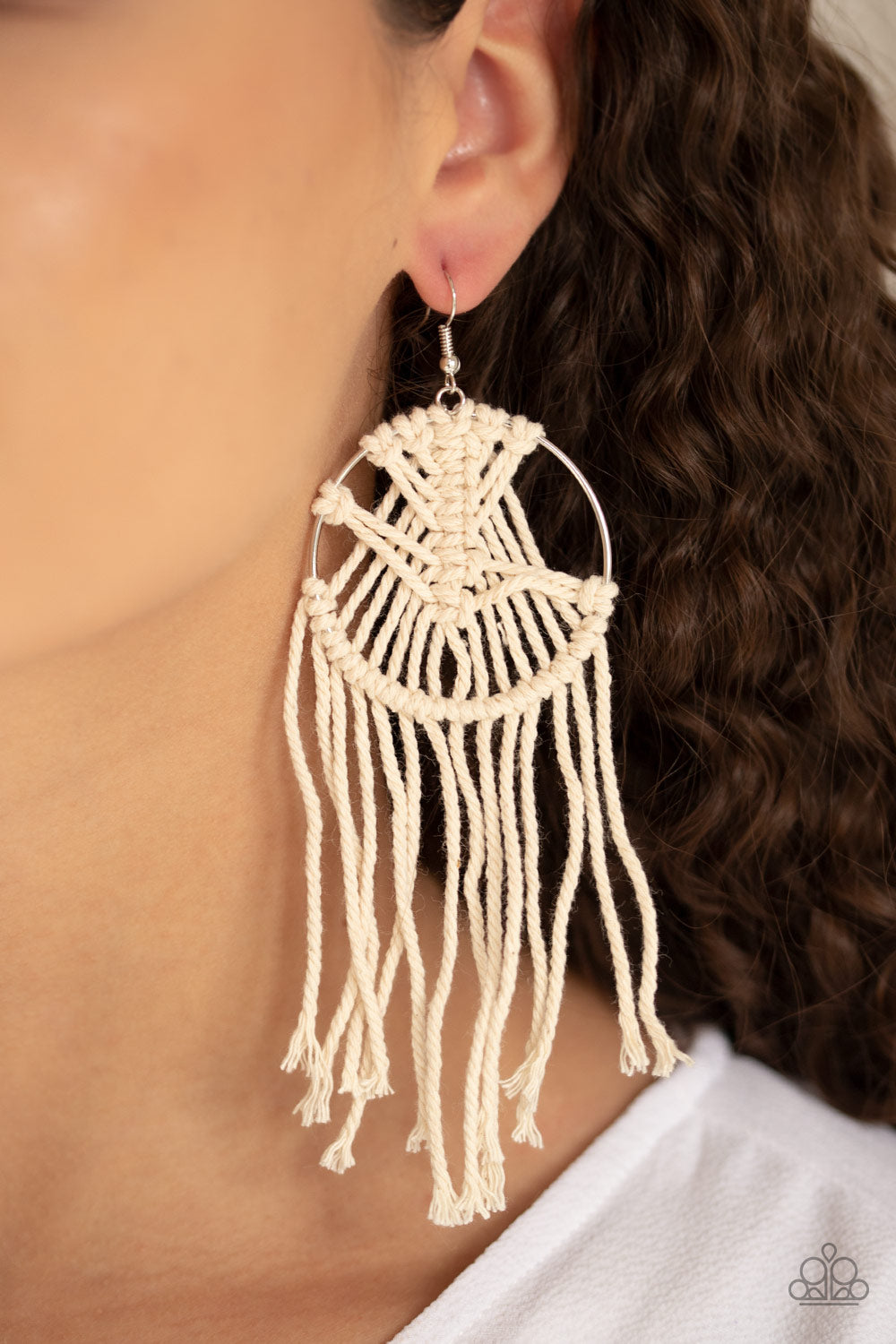 MACRAME, Myself, and I - White Earrings 