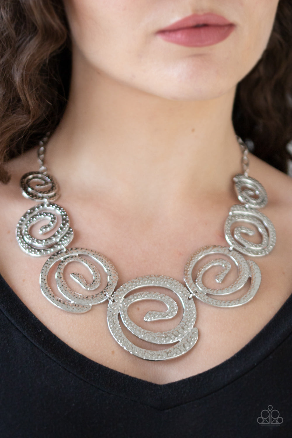 Paparazzi Statement Swirl - Silver Necklace