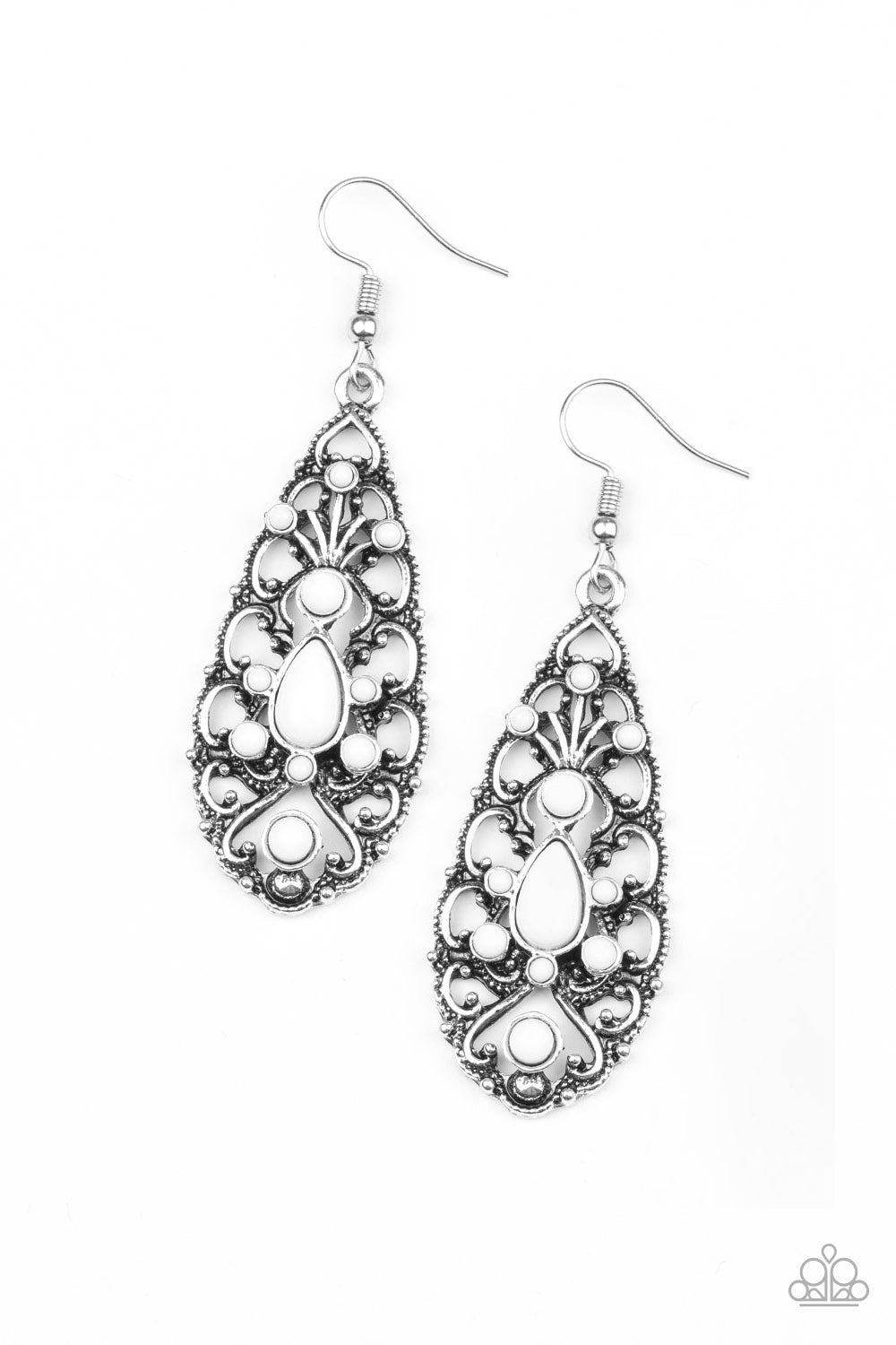 Fantastically Fanciful - White Earrings