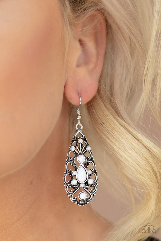 Fantastically Fanciful - White Earrings