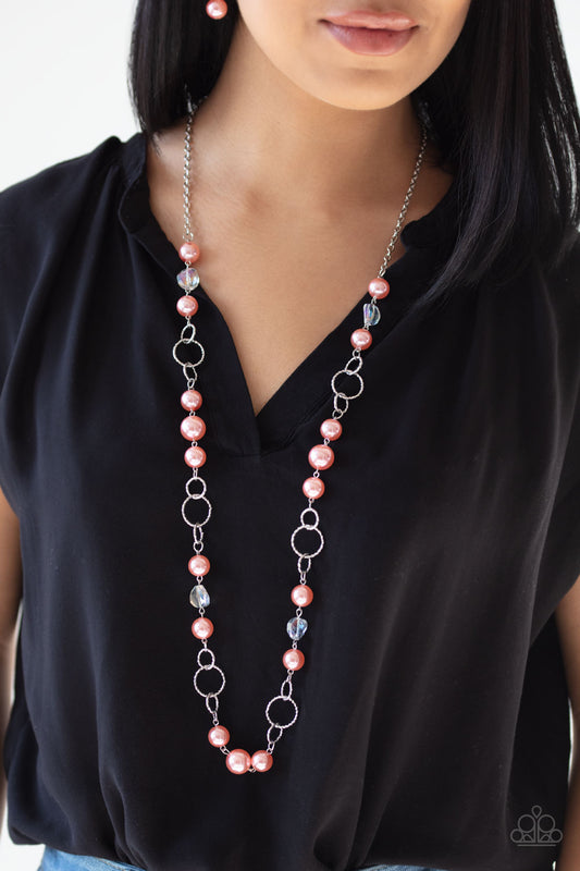 Prized Pearls - Orange Necklace