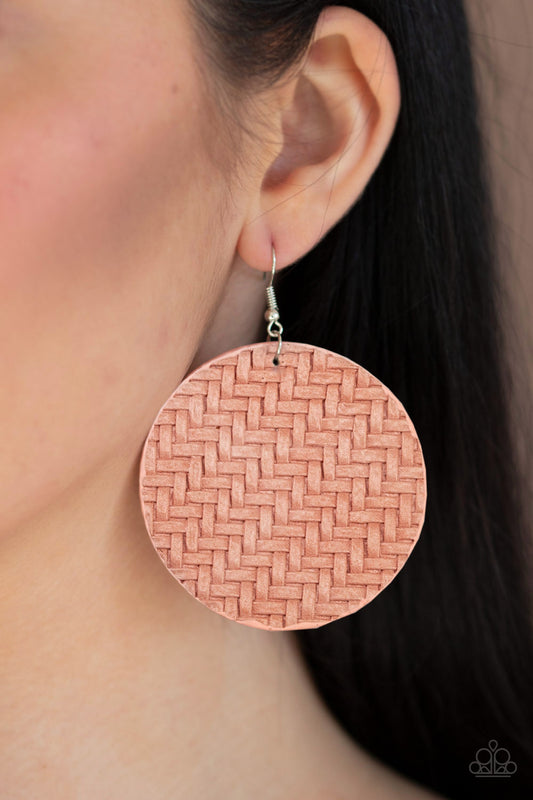 Paparazzi Plaited Plains - Pink Earrings 