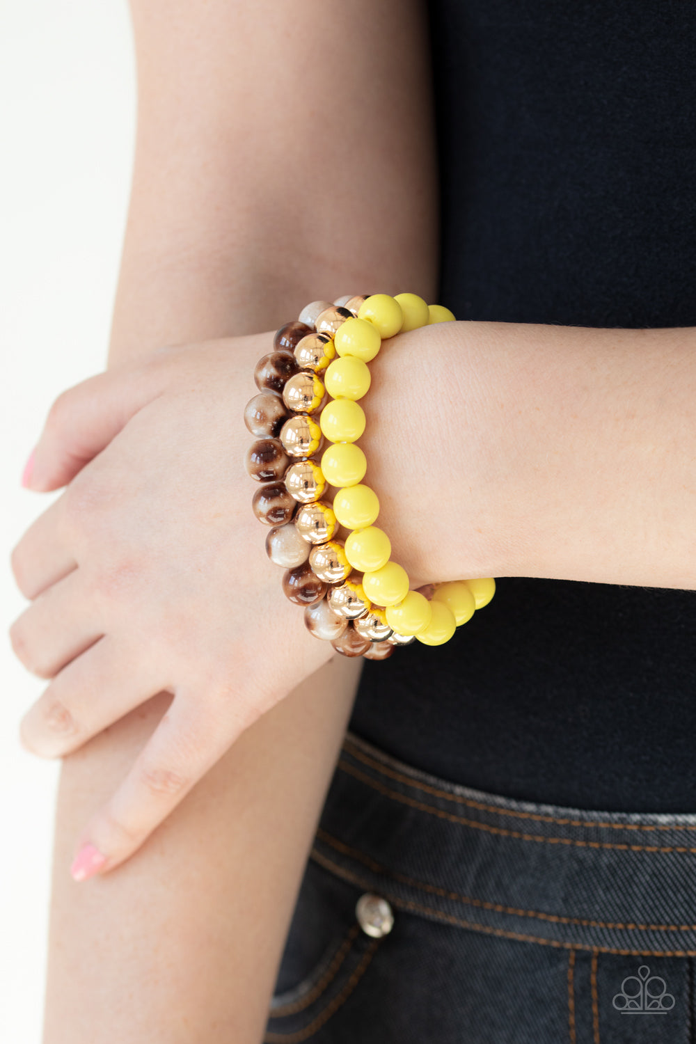 Paparazzi Courageously Couture - Yellow Bracelet 