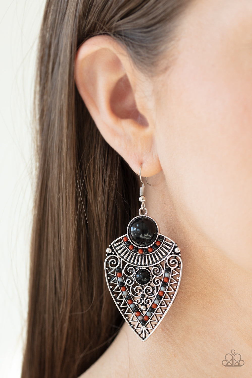 Tribal Territory - Black Earrings 