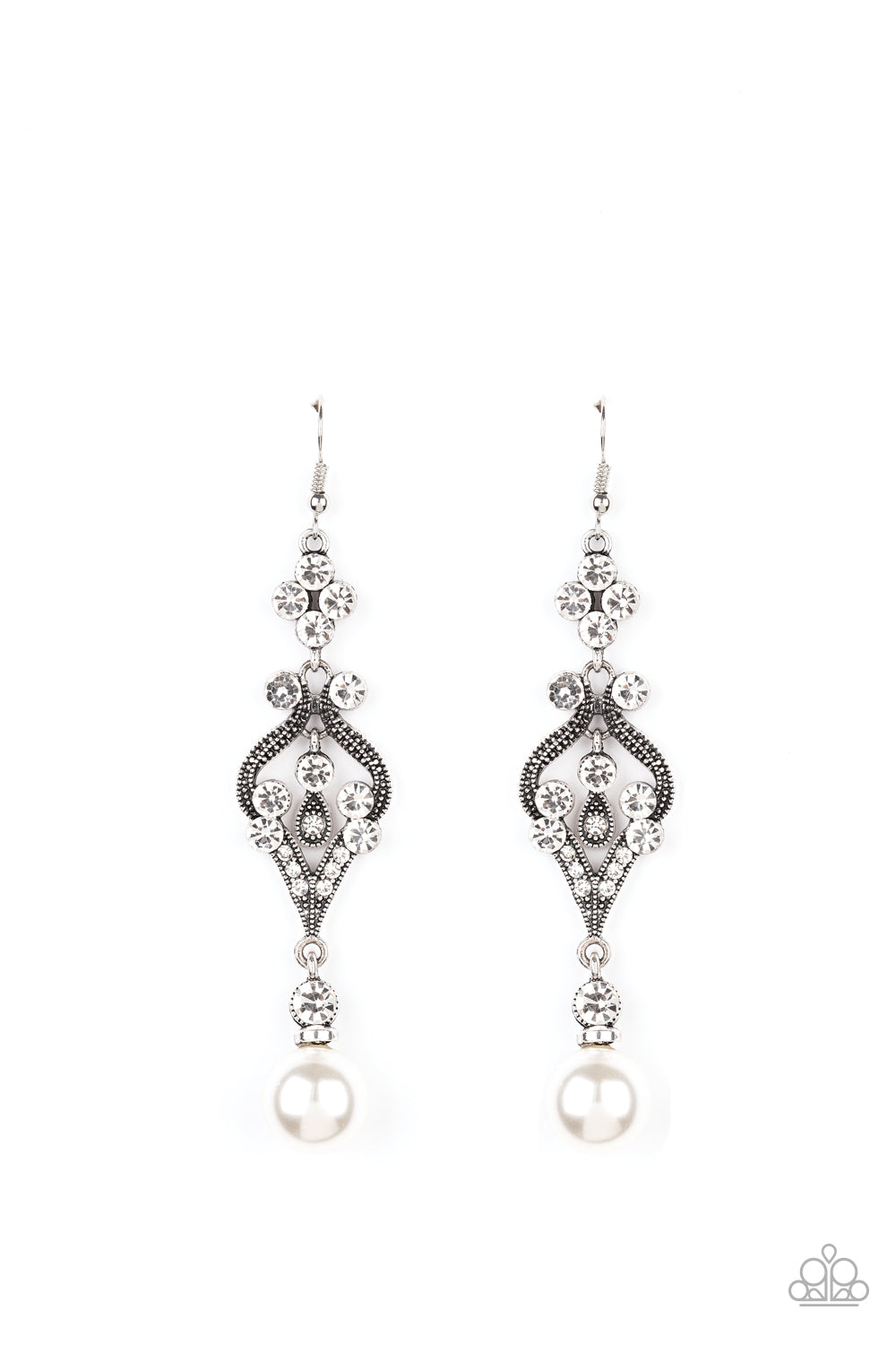 Elegantly Extravagant - White Earrings 