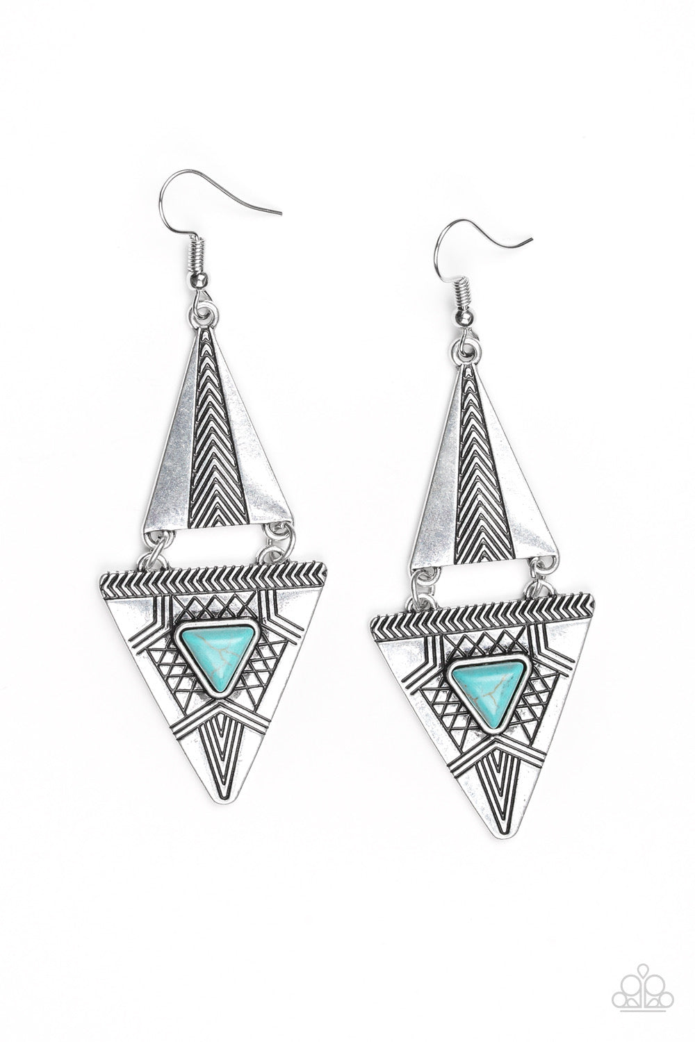 Paparazzi El Paso Edge - Blue Earrings - Kingdom Bling by Pamela