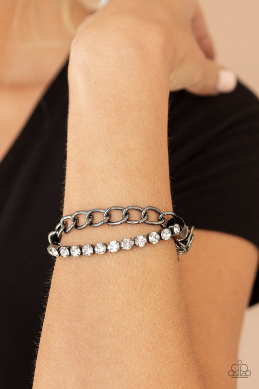 Paparazzi Glamour Grid  - Black Bracelet 