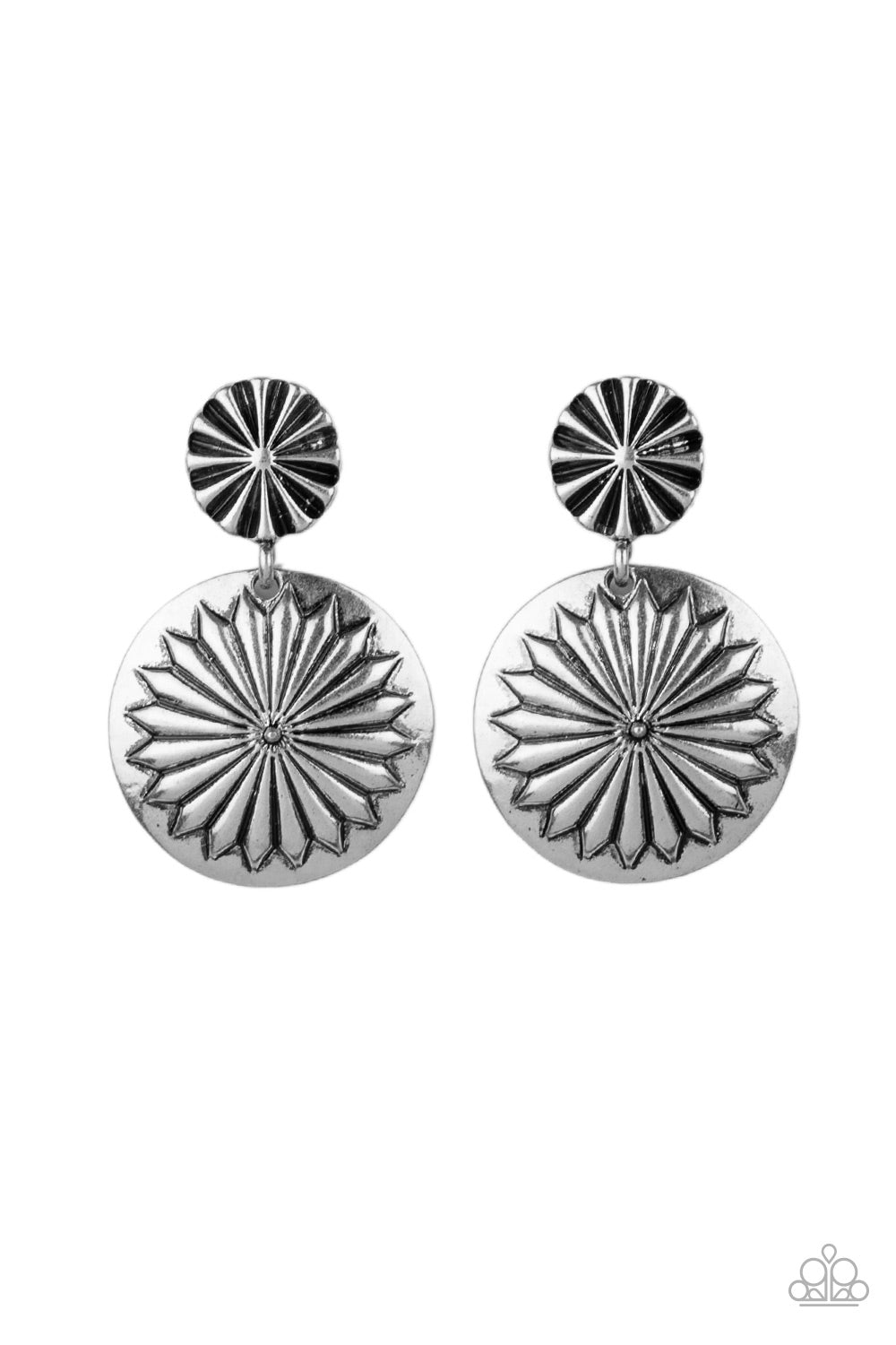 Paparazzi Fierce Florals - Silver Post Earrings 