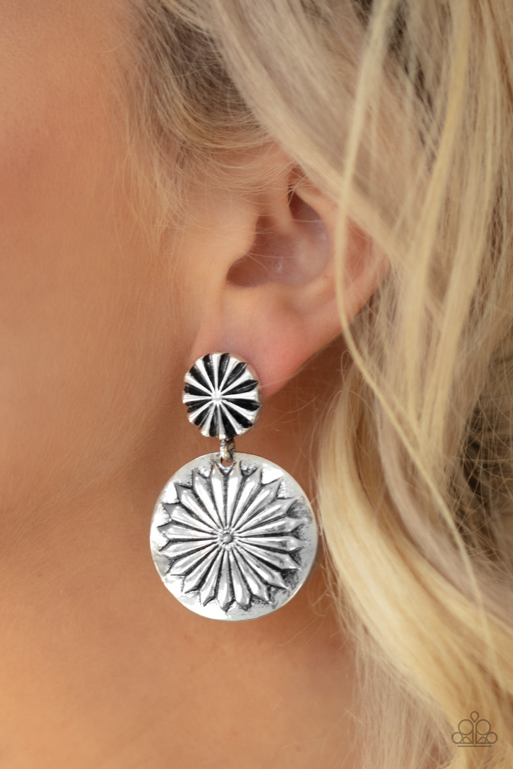 Paparazzi Fierce Florals - Silver Post Earrings 