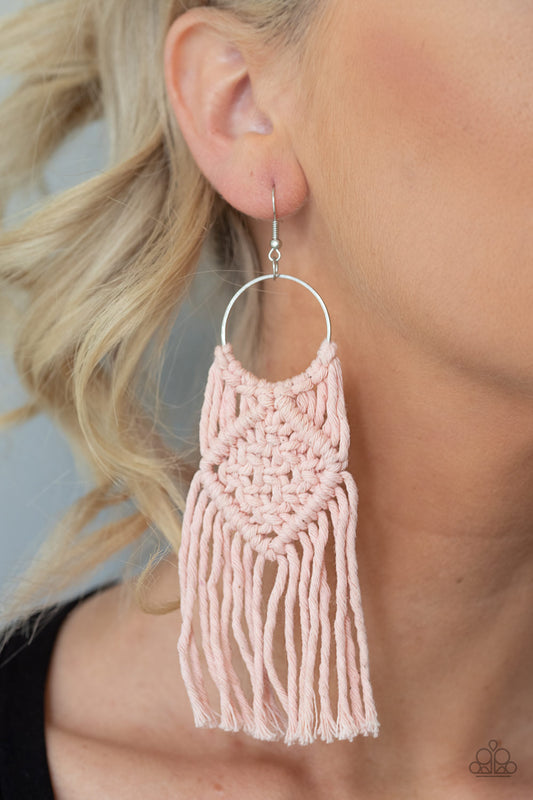 Paparazzi Macrame Rainbow - Pink Earring