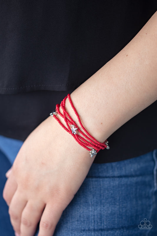 Paparazzi Pretty Patriotic - Red Bracelet 