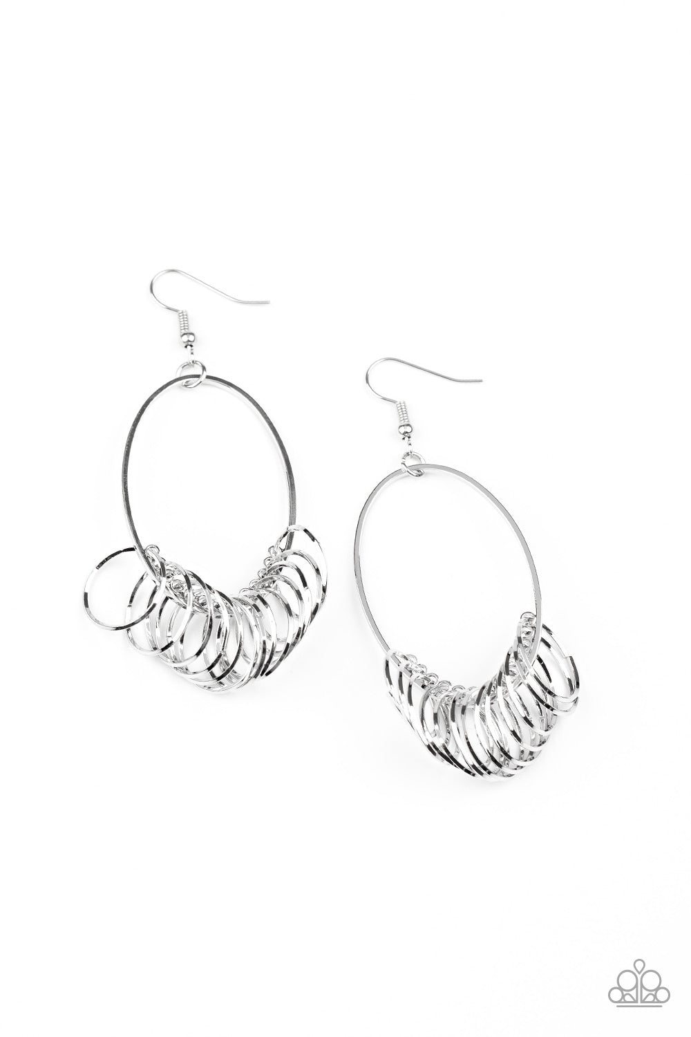 Paparazzi Halo Effect - Silver Earrings 