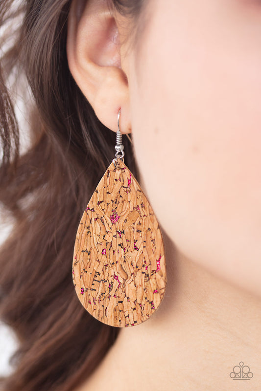 Paparazzi CORK It Over - Pink Earrings