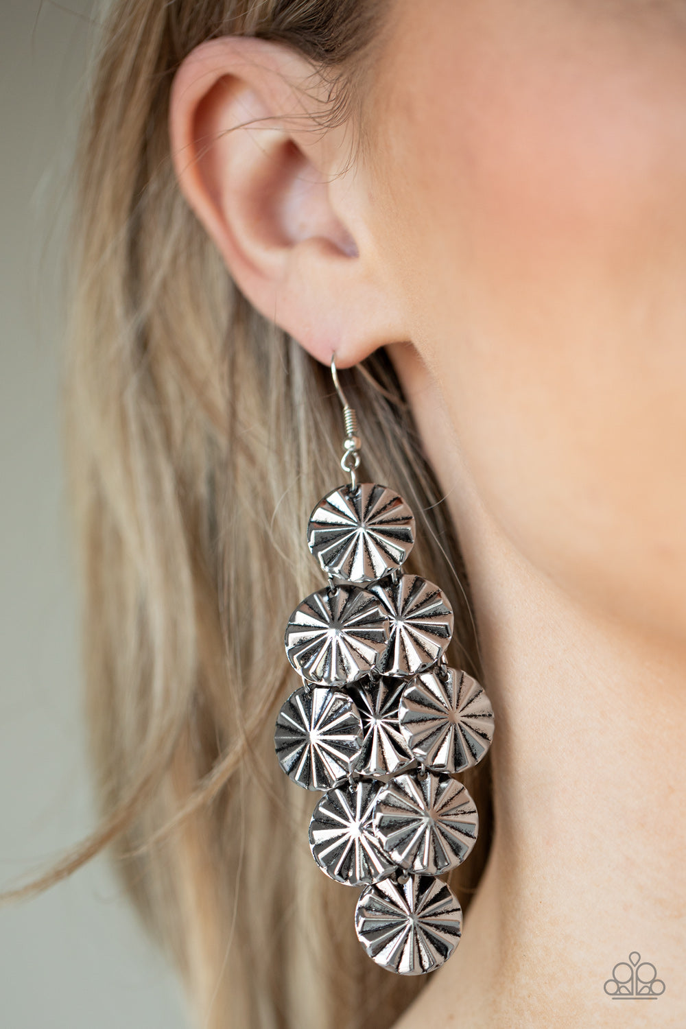 Paparazzi Star Spangled Shine - Silver Earrings 